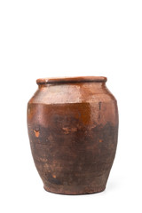 Clay pots on white background