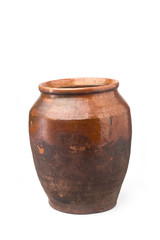Clay pots on white background