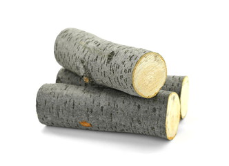 Firewood isolated on white. Oak Log Isolated on a white. Log fire wood isolated on white background with clipping path. Wooden obsolete log.