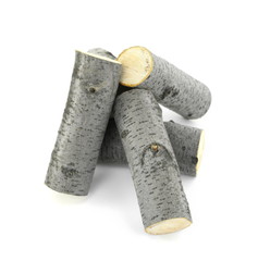 Firewood isolated on white. Oak Log Isolated on a white. Log fire wood isolated on white background with clipping path. Wooden obsolete log.
