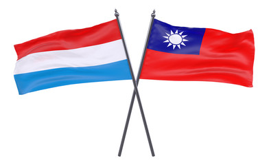 Fototapeta na wymiar Luxembourg and Taiwan, two crossed flags isolated on white background. 3d image