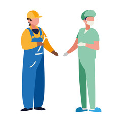 couple of professional workers characters