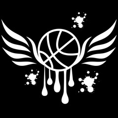 Basketball wings art in grunge style. Vector illustration