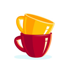 Stack of empty colored cups, vector icons