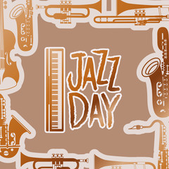 jazz day poster with piano keyboard