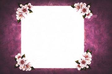 mockup, with hand-painted flowers, with beautiful flowers. Blank space or background for text space. Space for vector lustration. Template for a poster, cards, banner.