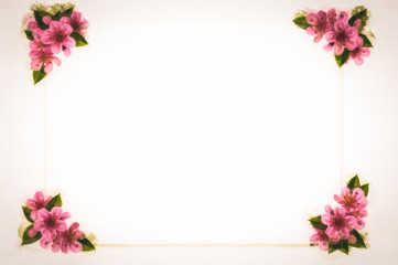 mockup, with hand-painted flowers, with beautiful flowers. Blank space or background for text space. Space for vector lustration. Template for a poster, cards, banner.