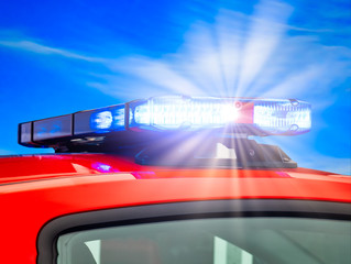 Lights of fire trucks to save property and lives