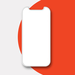 Smartphone blank screen template. Futuristic phone mockup. 3D Rendering