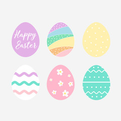 Easter eggs icons. Vector illustration.collection isolated on white background. Set of easter eggs flat design.