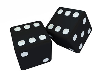 3D rendering. Isolated dices with points on white background