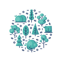 Simple vector tree icons in flat style