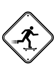 hinweis schild skateboard fahren gefahr achtung vorsicht zone warnung spaß hobby skater brett rollen clipart schnell symbol zeichen piktogramm cool