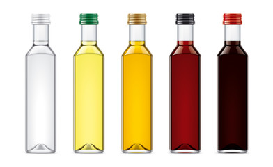 Transparent glass bottles mockups. 