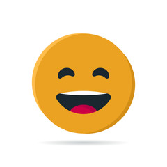 Round yellow emoji in flat style, vector