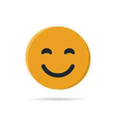Round yellow emoji in flat style, vector