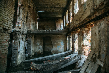 Flooded ruined abandoned building