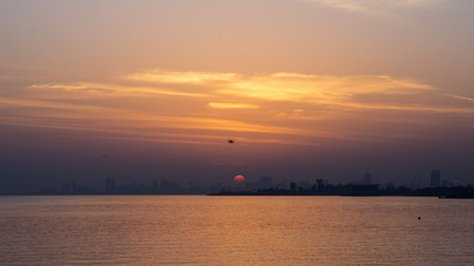 city panorama during sunrise