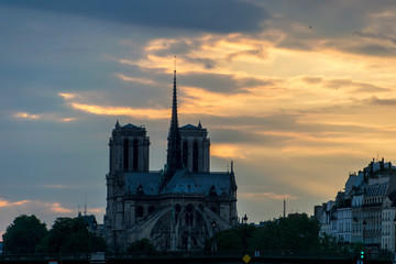 Naklejka premium Notre-Dame de Paris at Sunset
