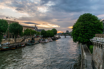 The Seine River of Paris France. Taken near the Cathedral of Notre Dame de Paris