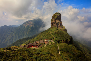 Fototapeta na wymiar Fangjingshan, Mount Fangjing Nature Reserve - Sacred Mountain of Chinese Buddhism in Guizhou Province, China. UNESCO World Heritage List - China National Parks, Famous Mountain/National Attraction.