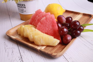 Mix cutting fruit on plate