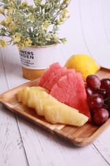 Mix cutting fruit on plate