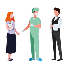 group of professional workers characters