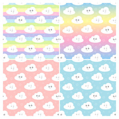 set children seamless pattern with cute clouds, stars. vector illustration baby seamless pattern