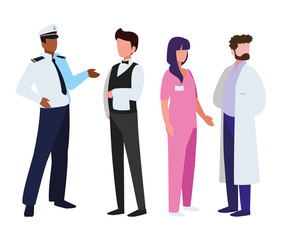 group of professional workers characters