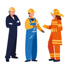 group of professional workers characters