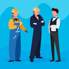 group of professional workers characters