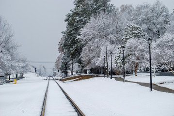 train tracks snow