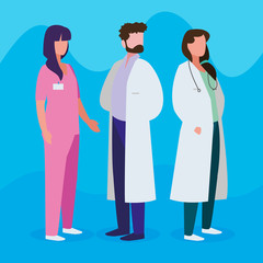 group of professional workers characters