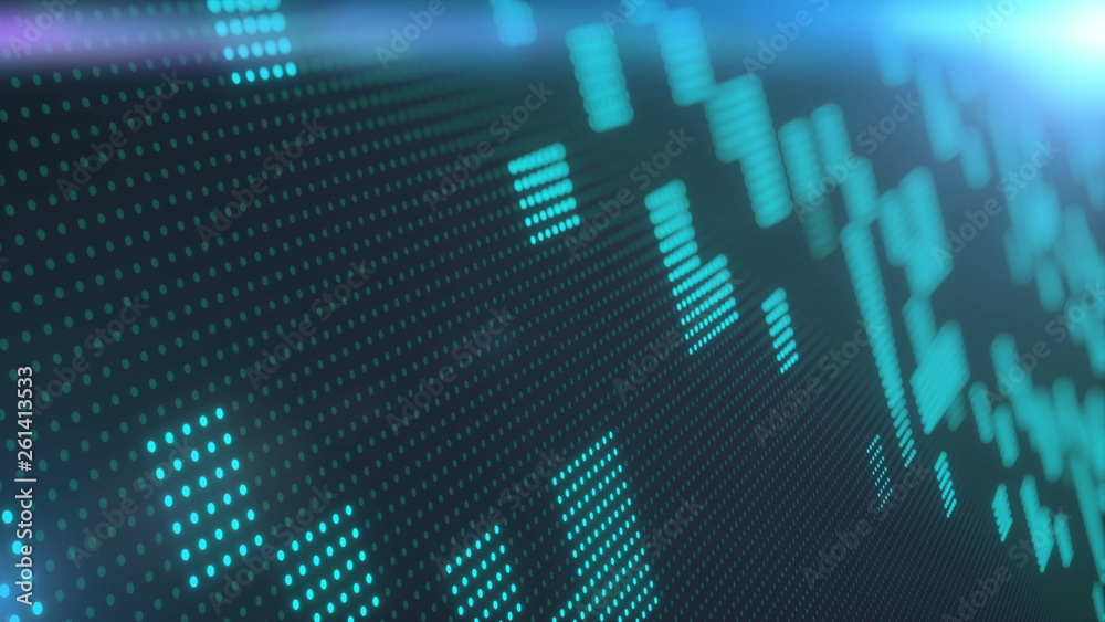 Fototapete 3d abstract digital background with wall dots in space, 3d rendering illustration for business or technology