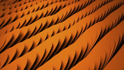 Many abstract shapes like feathers, optical Illusion as sea waves, isometric background, modern computer generated 3D render backdrop