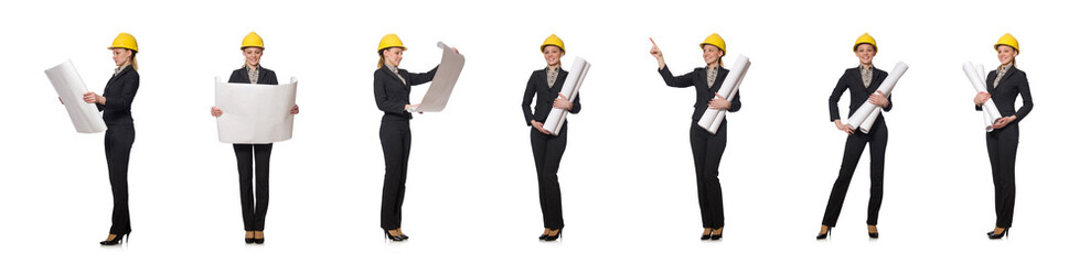 Woman engineer with draft papers