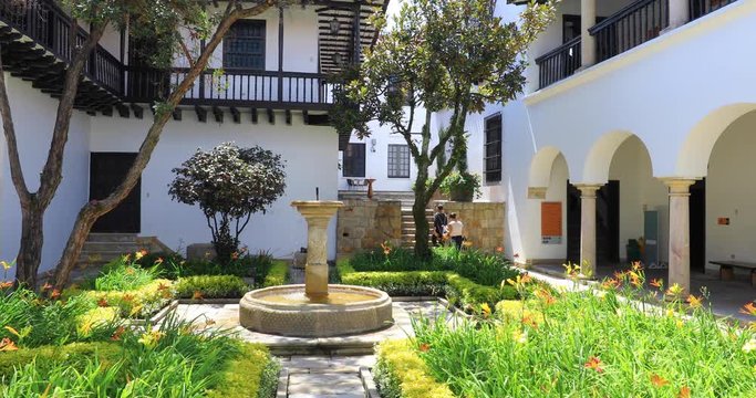 Bogota inner courtyard and fountain of the Money Museum