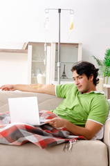 Young man suffering at home 