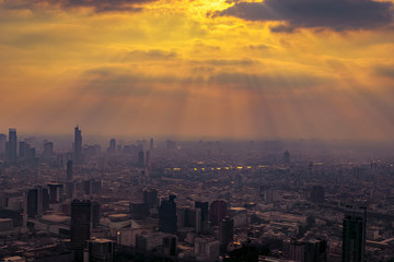 Bangkok city with the light of sun on backgrounds