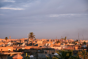 Rooftops at Sunset in Marrakesh Morocco 