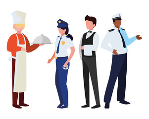 group of professional workers characters