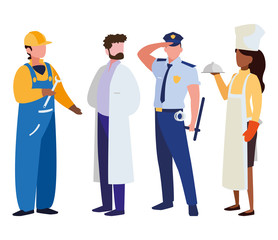 group of professional workers characters