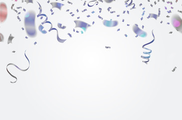 Abstract Colorful confetti Celebration carnival ribbons. Gold foil confetti and balloons. luxury greeting rich card. Happy birthday vector