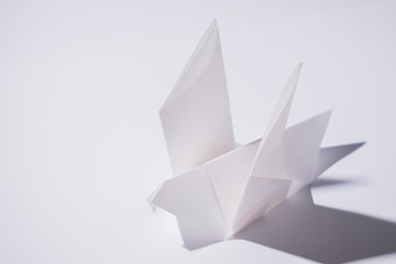 白い折り紙の鳩