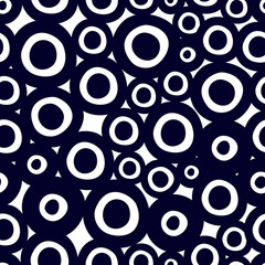 Decorative abstract polka dots in the style of the 60s.  Cheerful polka dot vector seamless pattern. Can be used in textile industry, paper, background, scrapbooking.