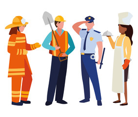 group of professional workers characters