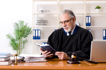 Naklejka premium Aged lawyer working in the courthouse 