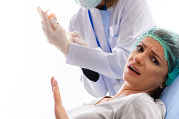 Woman preparing for cosmetic plastic surgery