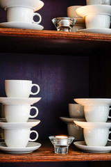 Stockholm, Sweden Coffee cups on a shelf